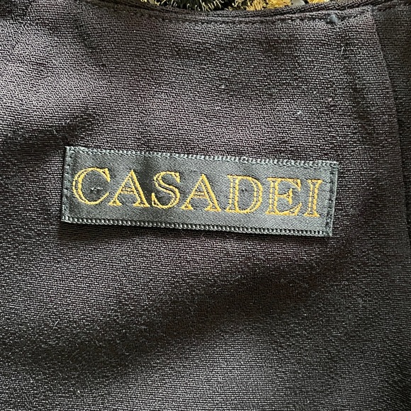 Vintage 90’s Black Gold Long Sleeve Collar appliqué Glam Blazer Jacket CasaDei - Picture 14 of 14